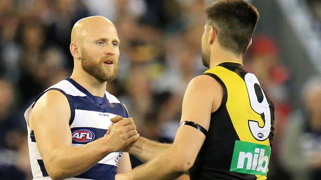 Will Gary Ablett Jnr and Trent Cotchin meet again in finals? Picture: Mark Stewart