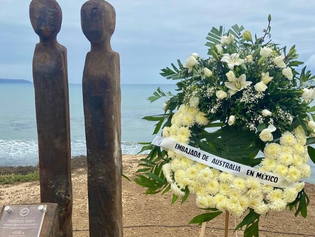 Three wooden statues – each standing nearly 6 feet tall – now overlook the waves at Punta San José, a beloved surf break in Northern Baja. Picture: Instagram