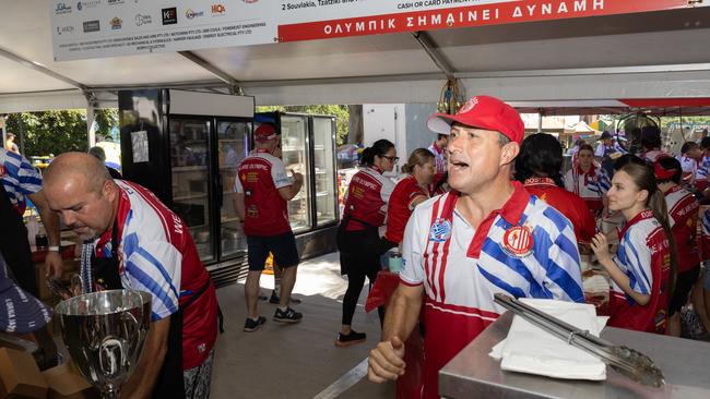 “Don’t be shy!” shouts Darwin Olympic man Yiannis Prouzos. Picture: Pema Tamang Pakhrin