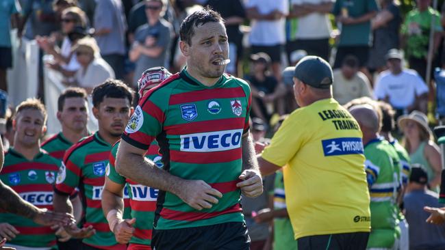 Captain Thomas Rowles leads out the Bilambil Jets ahead of their game against the Tweed Coast Raiders during round one of the 2023 Northern Rivers Regional Rugby League (NRRRL) season. Photo: Max Ellis