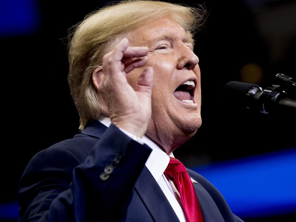 US President Donald Trump speaks at a campaign rally at American Airlines Arena in Dallas, Texas, where he has raised a record amount of campaign money. Picture: AP Photo/Andrew Harnik