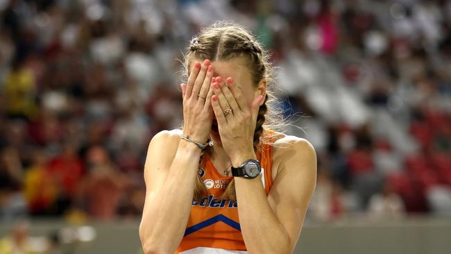 Femke Bol was inconsolable. Photo by Patrick Smith/Getty Images.