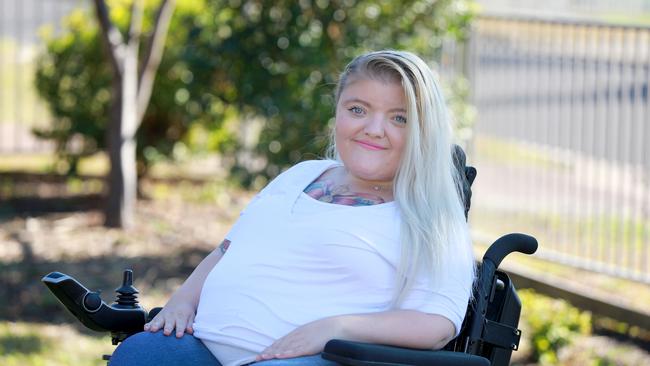 Kayla Reichel has started a Go Fund Me Page to try and get a car that is suitable for her wheelchair. Picture: Angelo Velardo