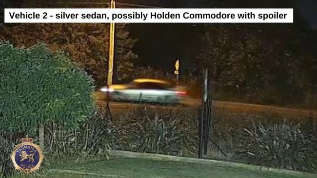 The second vehicle of interest is a silver sedan, possibly a Holden Commodore with a spoiler. Picture: Tasmania Police