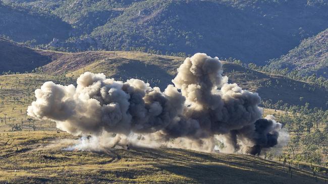 Exercise Brolga Sprint finishes at the Townsville Field Training Area at High Range. Japanese Ground Self-Defence Force Combat Engineers fire the M58 Mine Clearing Line Charge at Townsville Field Training Area. Picture: Supplied.