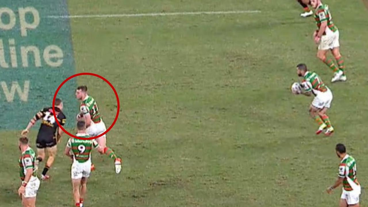 Jai Arrow played the blocker for the Rabbitohs. Photo: Fox Sports