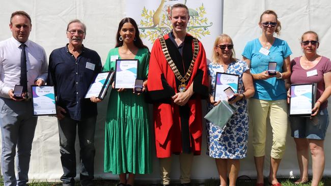 Wollondilly Council Australia Day award winners with Mayor Matthew Deeth.