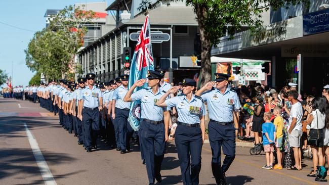 The Anzac Day march through Knuckey Street in Darwin. Picture: Pema Tamang Pakhrin