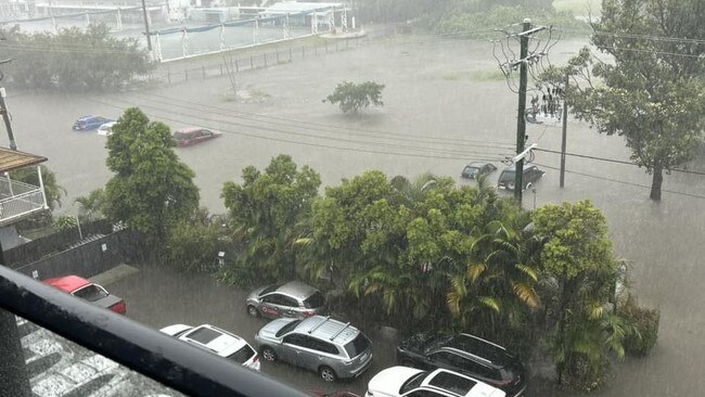 Flash flooding in Hervey Bay during the wild weather brought by ex-Tropical Cyclone Alfred. Picture: Robina Dawson