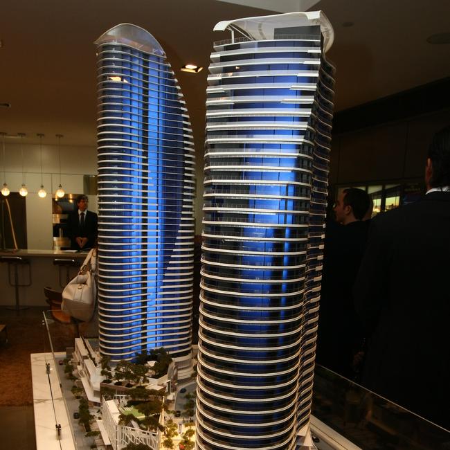 Models of the Oracle towers in 2010, two years before they were unveiled.