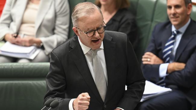 Anthony Albanese in question time on Thursday. Picture: NCA NewsWire / Martin Ollman