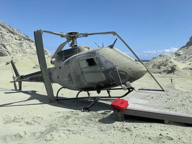 The AS350 helicopter which landed on White Island after the volcano erupted. Picture: Instagram/@the_helicopter_page