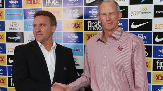 Paul White Wayne Bennett is announced as the new coach for the Brisbane Broncos. Pic Peter Wallis