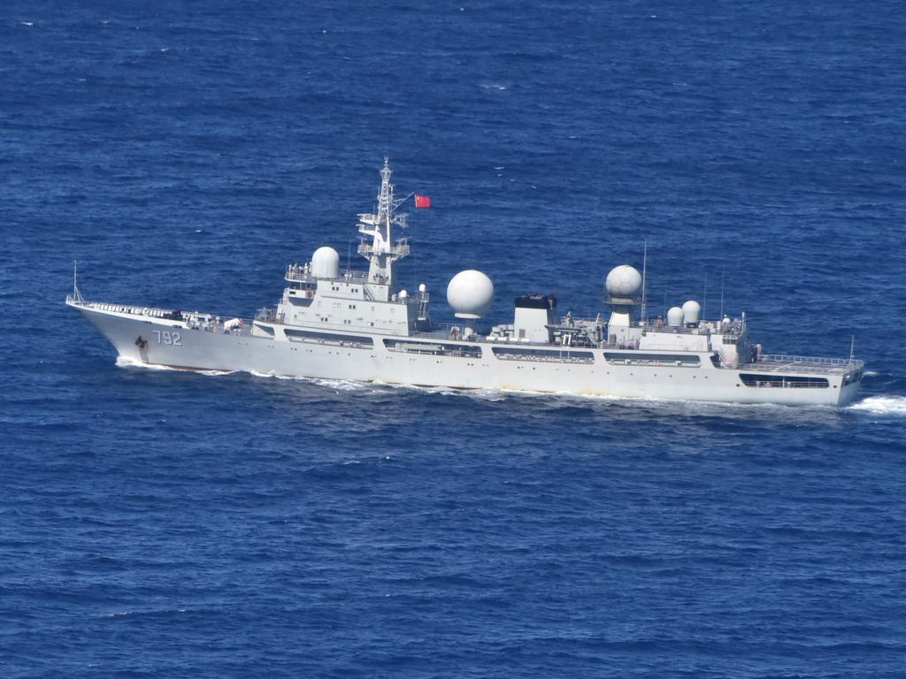 People’s Liberation Army-Navy (PLA-N) Intelligence Collection Vessel Haiwangxing operating off the northwest shelf of Australia. Picture: Department of Defence.