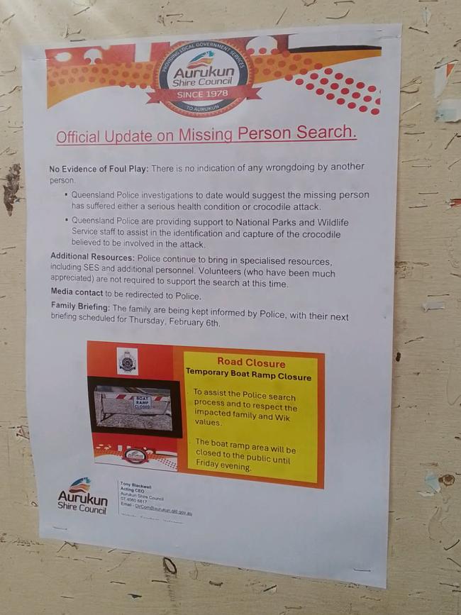 Aurukun Shire Council made and distributed flyers in the town to keep locals updated. Statements in the flyer are not attributed to the Queensland Police. Picture: Supplied.