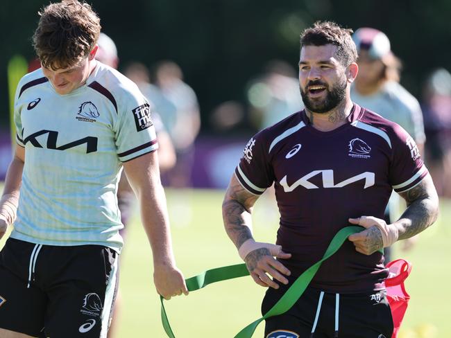 Skipper Adam Reynolds at Broncos training at Red Hill on Tuesday. Picture Lachie Millard
