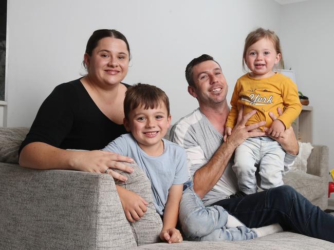 DAILY TELEGRAPH. NOVEMBER, 21, 2021.ÃMichael and Cody Sunners with their two boys, Lucas, 6 and Hudson, 2, are renting in Western Sydney but are trying to buy their first home.  Picture: David Swift