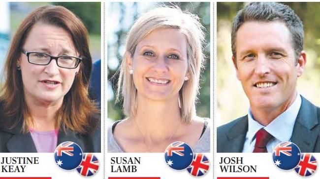 Labor MPs under a citizenship cloud Justine Keay, left, Susan Lamb and Josh Wilson.