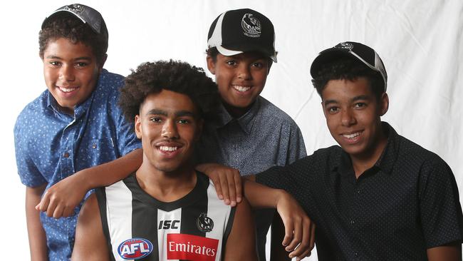 Isaac Quaynor with his brothers (from left) Luke, Matthew and Ben. Picture: Michael Klein