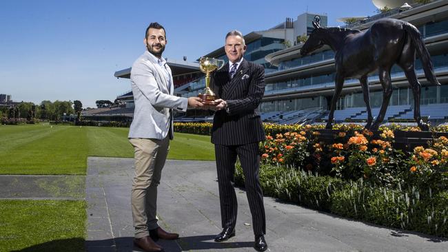 Zed Run co-founder Rob Salha with VRC chairman Neil Wilson at Flemington Racecourse. Picture: Aaron Francis/The Australian