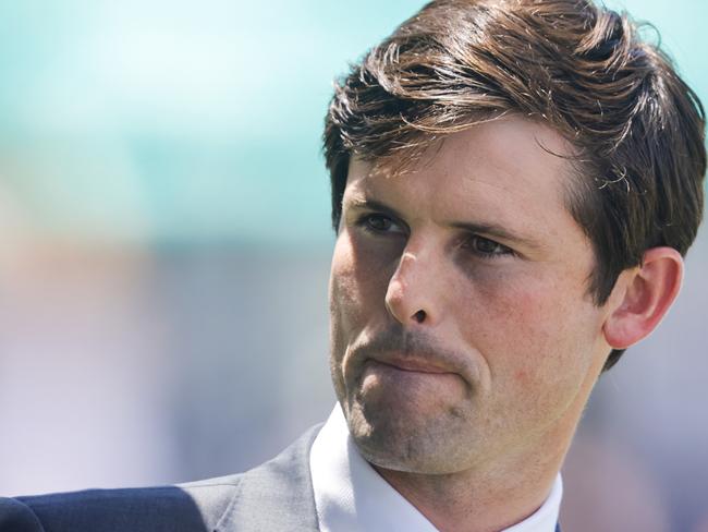 SYDNEY, AUSTRALIA - JANUARY 22: Trainer James Cummings looks on after winning race 2 the Heineken 3 Handicap with Plymstock during Sydney Racing at Royal Randwick Racecourse on January 22, 2022 in Sydney, Australia. (Photo by Jenny Evans/Getty Images)