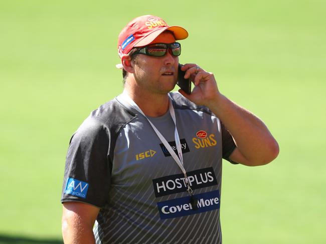 Head Coach Stuart Dew during a Gold Coast Suns AFL training session at Metricon Stadium on March 19, 2020 in Gold Coast, Australia. (Photo by Chris Hyde/Getty Images)