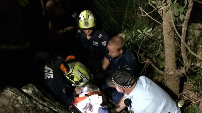 Emergency services work together to rescue a young woman who fell 5m