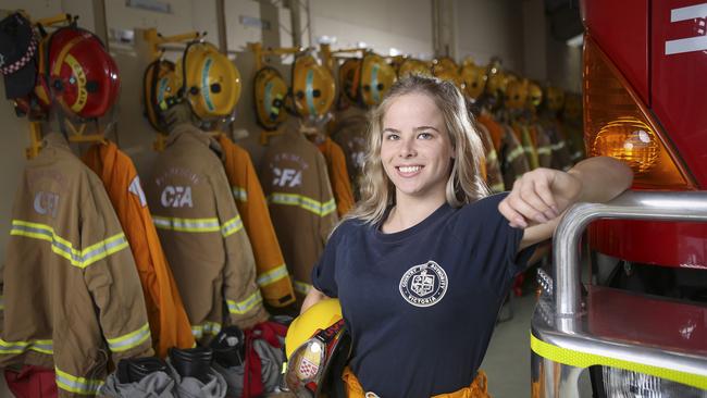 Bridgett Young, 21 year old girl from Devon Meadows is a vol. firefighter, showing other young women they are capable of joining something that is typically male dominated. Picture by Wayne Taylor 