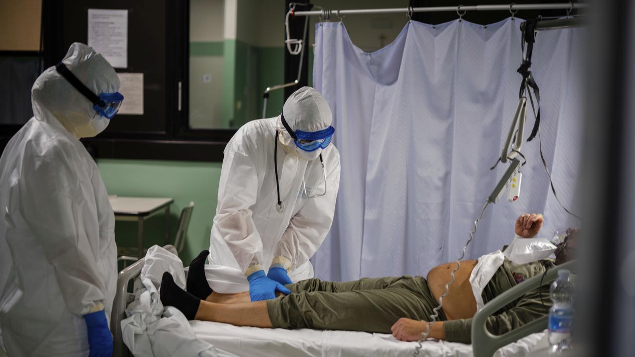 Coronavirus can ravage any part of the body in seriously ill patients, such as this person in Parma, northern Italy. Picture: Domenico Stinellis