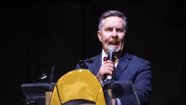 Mark Butler at a Jewish community vigil Monday night. Picture:NewsWire / Monique Harmer