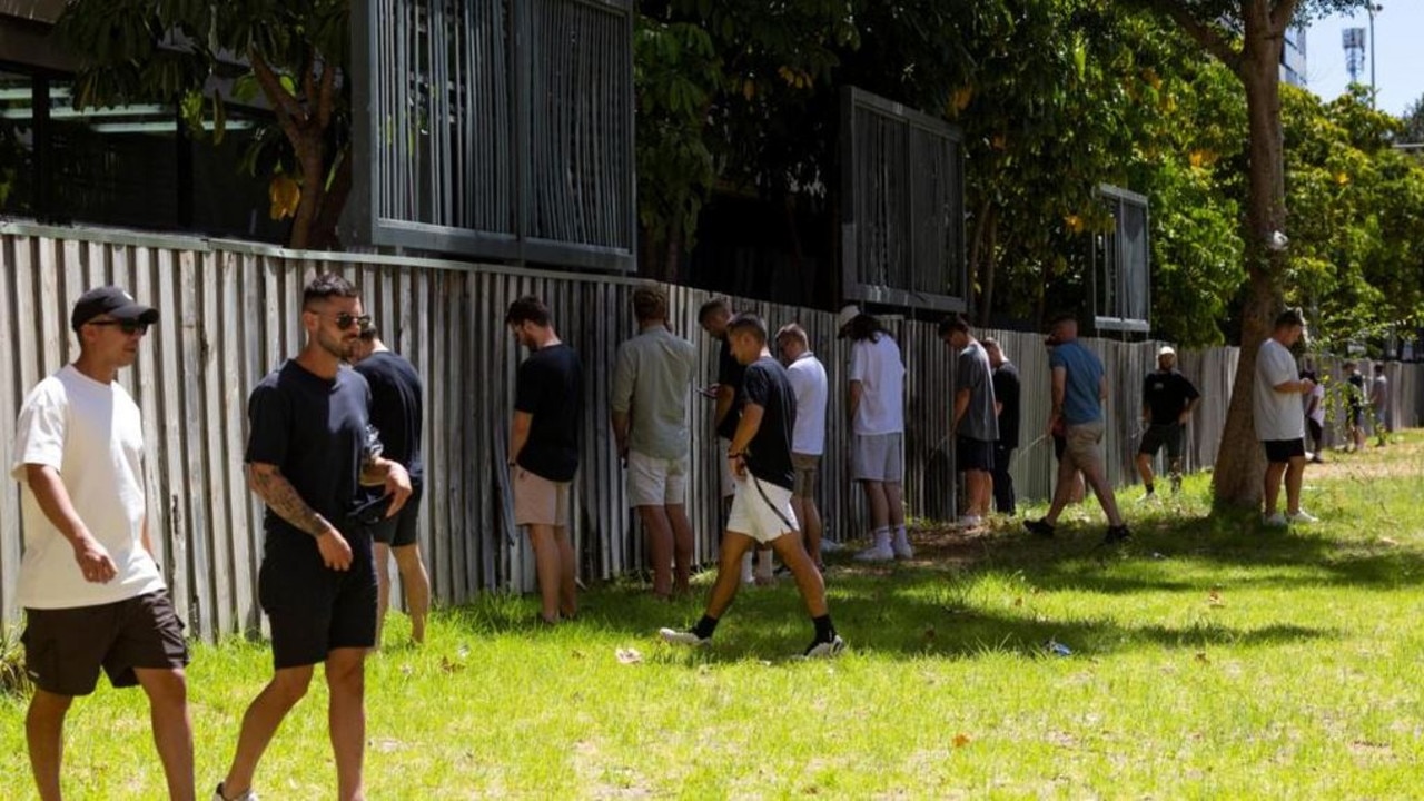 A vacant block across the road from RAC Arena turned into a public urinal at UFC 284 as 15,000 fans crammed into the venue. Credit: Matt Jelonek/The West Australian