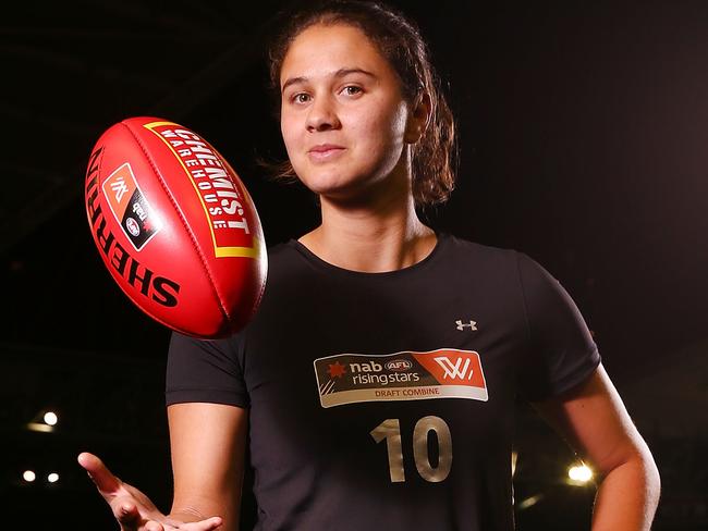 MELBOURNE, AUSTRALIA - OCTOBER 02:  McKenzie Dowrick poses during the AFLW Draft Combine at Etihad Stadium on October 2, 2018 in Melbourne, Australia.  (Photo by Michael Dodge/Getty Images)