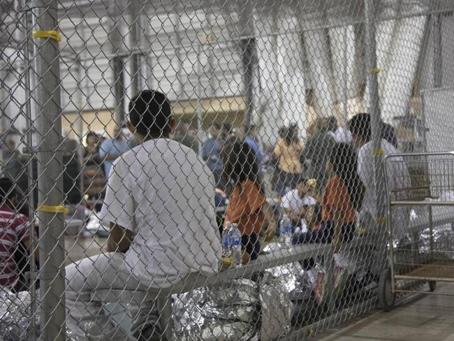 A US Customs image of illegal immigrant families caged before being separated.
