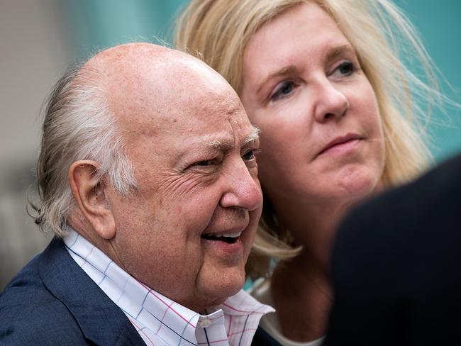 Former Fox News chairman Roger Ailes, pictured in 2017 with his wife Elizabeth Tilson. Picture: AFP