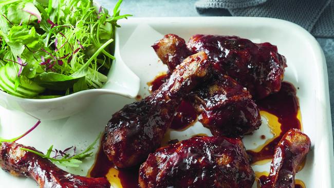 Roasted chicken with sticky barbecue sauce. Picture: Guy Bailey