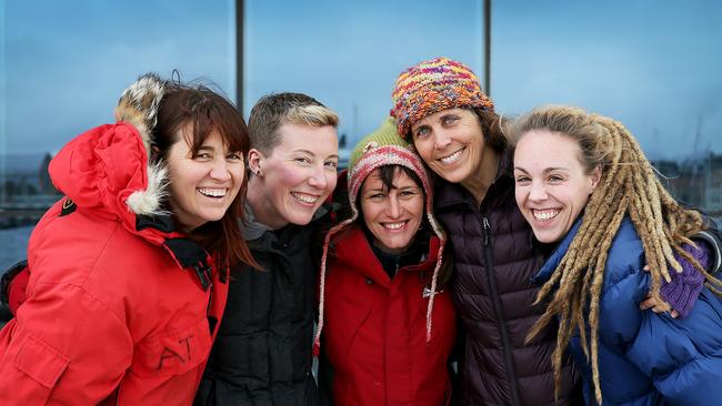 X-FACTOR: Tasmanian scientists involved in the all-female Homeward Bound project Justine Shaw, left, Meredith Nash, Mary-Anne Lea, Britta Denise Hardesty and Jess Melbourne-Thomas. Picture: SAM ROSEWARNE