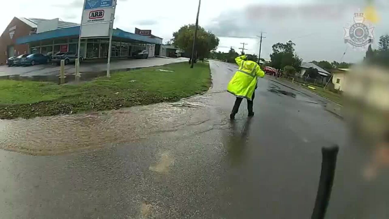 Boy swept into drain