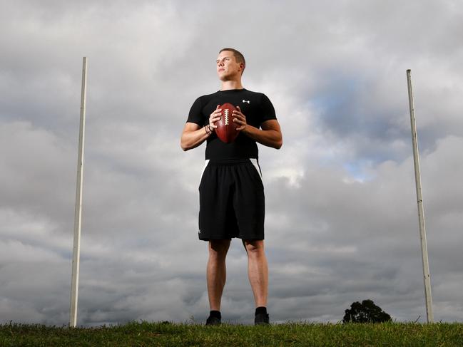 Jy Bond in a photoshoot before he headed to the United States as a punter. 