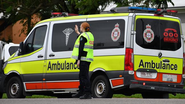 Ingham Police and Ambulance services respond to a vehicle accident outside Ingham Hospital. Picture: Cameron Bates