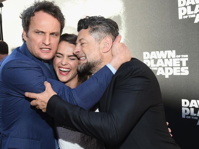 Star-studded ... Jason Clarke, Keri Russell and Andy Serkis arrive at the premiere of Dawn Of The Planet Of The Apes at Palace Of Fine Arts Theater in San Francisco. Pic: Michael Buckner/Getty Images