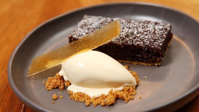 The smoky treacle tart with milk ice cream.