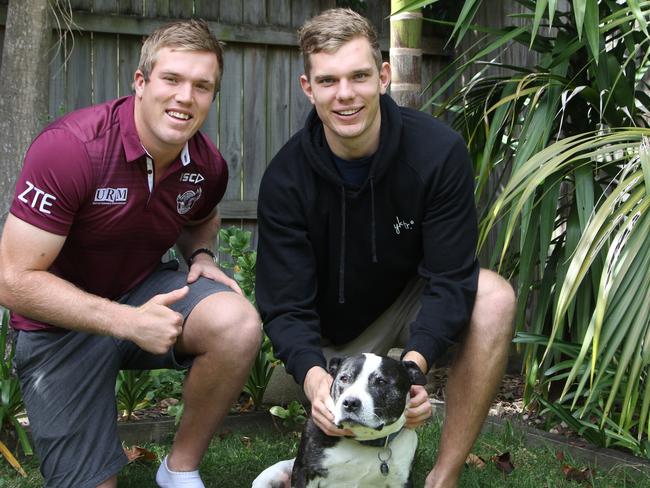 Manly Sea Eagles players Jake and Tom Trbojevic pictured at home in 2016. Picture: Tom Logan