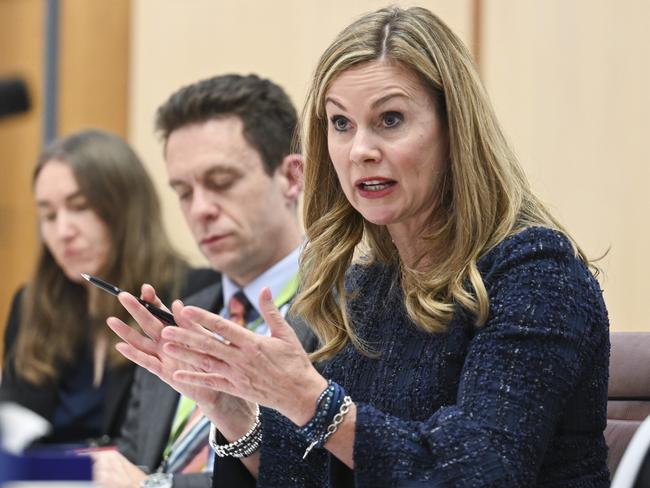 CANBERRA, Australia, NewsWire Photos. May 30, 2024: eSafety Commissioner, Julie Inman Grant appears before Senate Esitmates at Parliament House in Canberra. Picture: NewsWire / Martin Ollman