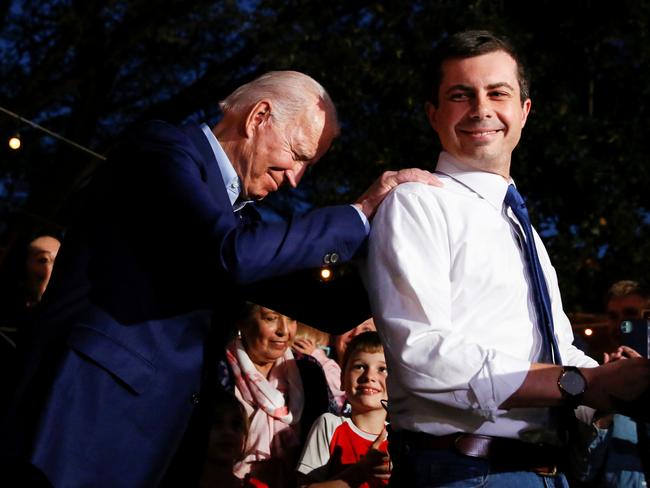 Former Democratic presidential candidate Pete Buttigieg endorses Joe Biden at Chicken Scratch in Dallas.