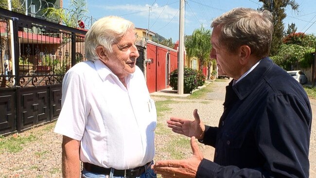 Humble, left, is interviewed by a journalist in Mexico. Source: ABC News