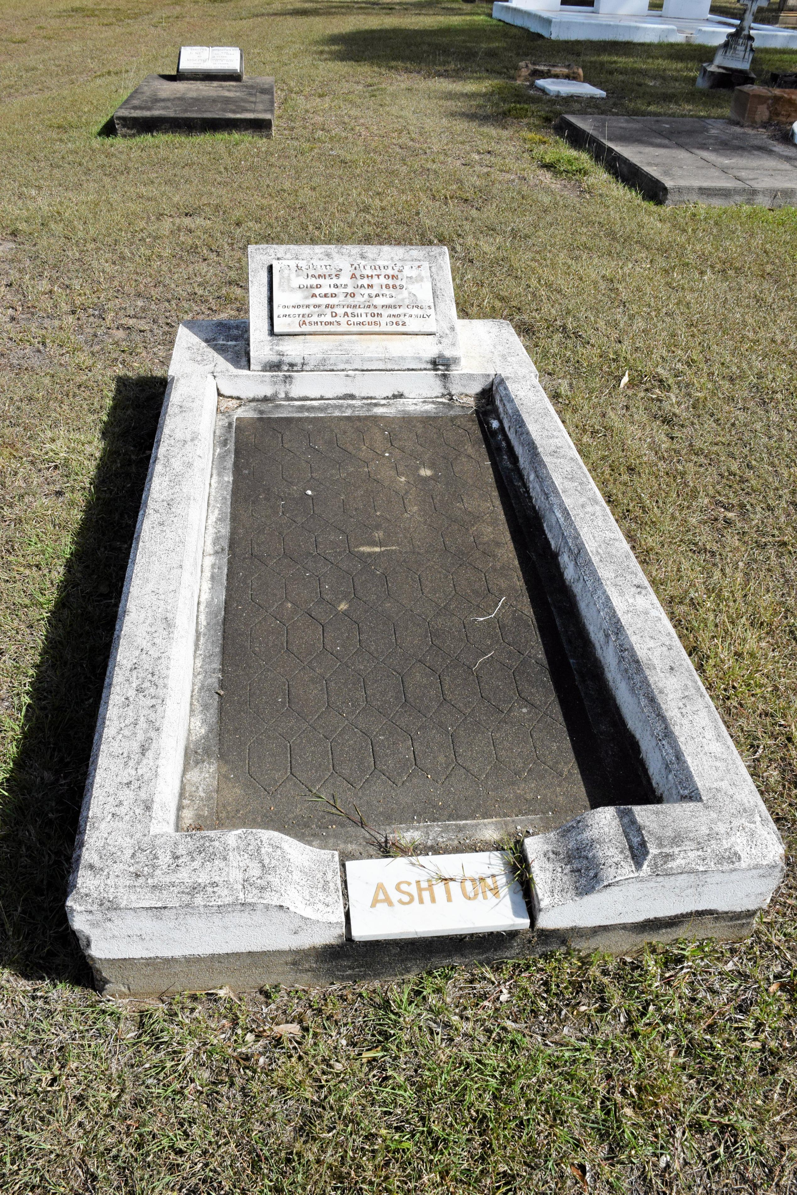 James Ashton's grave in Gladstone Cemetery. Picture: Greg Bray