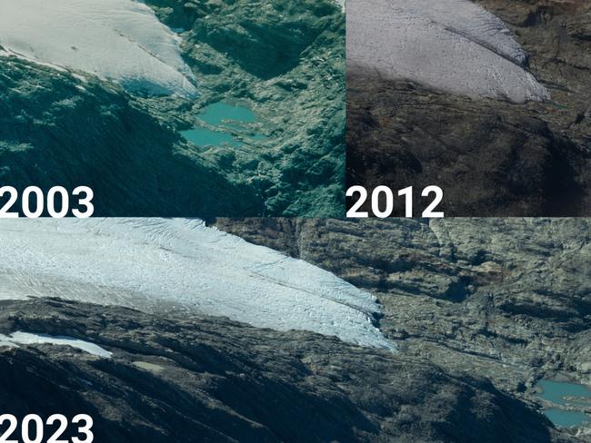 The Southern Alps glaciers have retracted markedly over the years.