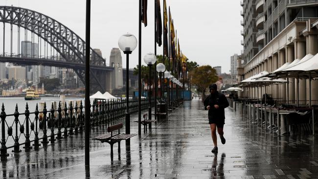 A near-deserted Circular Quay in Sydney on Wednesday. Picture: Nikki Short