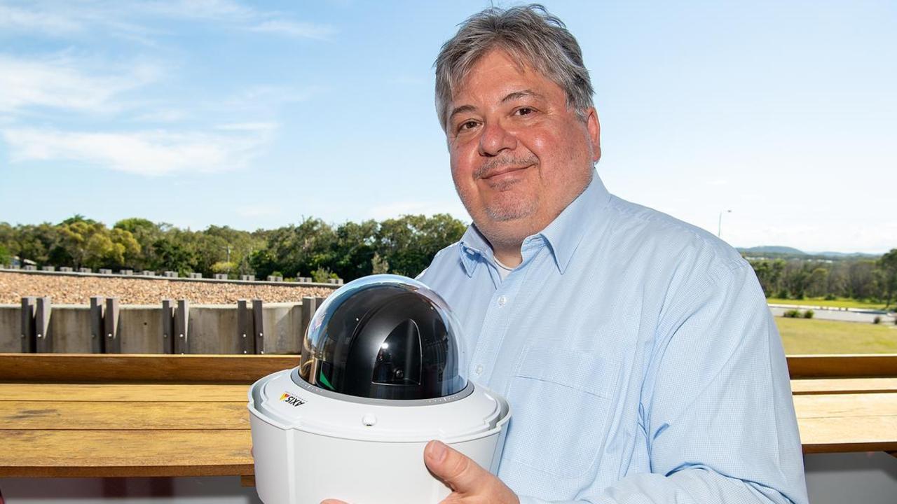 Chris Fireball International's Chris Tyler with one of his smart fire-detecting cameras.