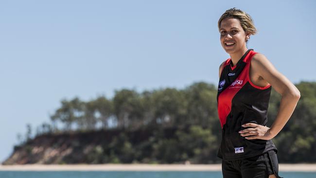 Michaela Long, the daughter of Essendon legend Michael Long, is the face of Essendon’s AFLW bid.